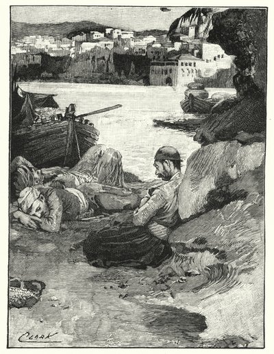 En siesta mitt på dagen i Jaffa (litho) av Henry Andrew Harper