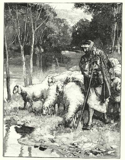 En herde och hans hjord i Anti-Libanon (litho) av Henry Andrew Harper