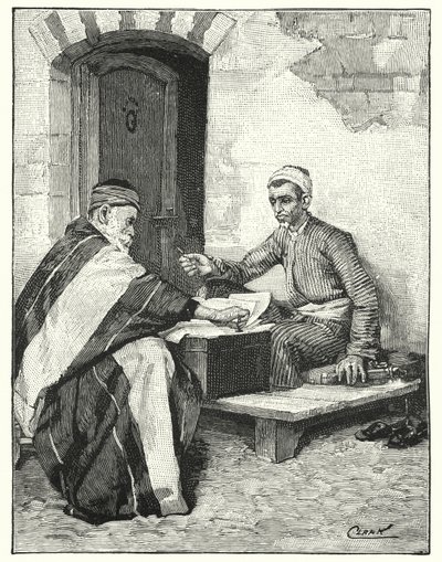 En österländsk författare som förseglar ett brev (litho) av Henry Andrew Harper