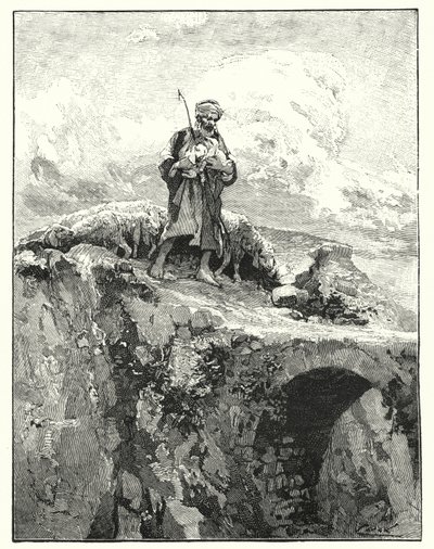 Bro utan bröstvärn över Jordan (litho) av Henry Andrew Harper