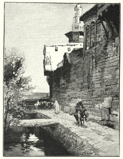Damaskus stadsmur (litho) av Henry Andrew Harper