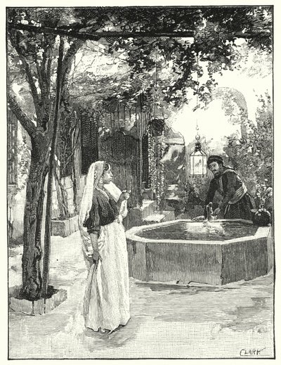 Gården till ett hus i Damaskus (litho) av Henry Andrew Harper