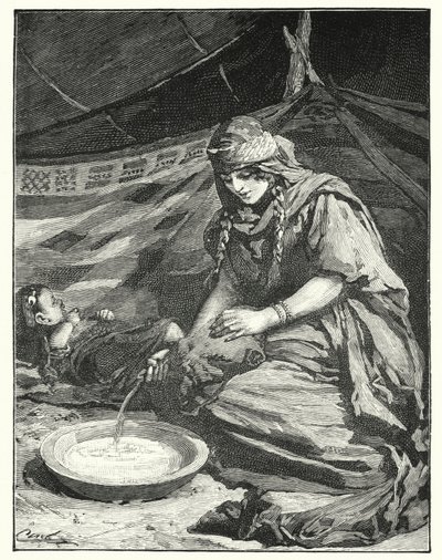 Interiör av beduintält (litho) av Henry Andrew Harper