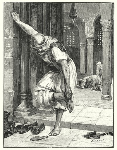 Att sätta av sig skor, en österländsk sed (litho) av Henry Andrew Harper