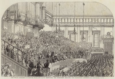 Fredskongressen i Exeter Hall, Sir David Brewster, presidenten, läser invigningstalet av Henry Anelay