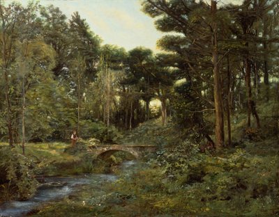 Skogbevuxen landskap (olja på duk) av Henry Arthur Bonnefoy
