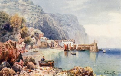 Clovelly (färglitografi) av Henry B. (after) Wimbush