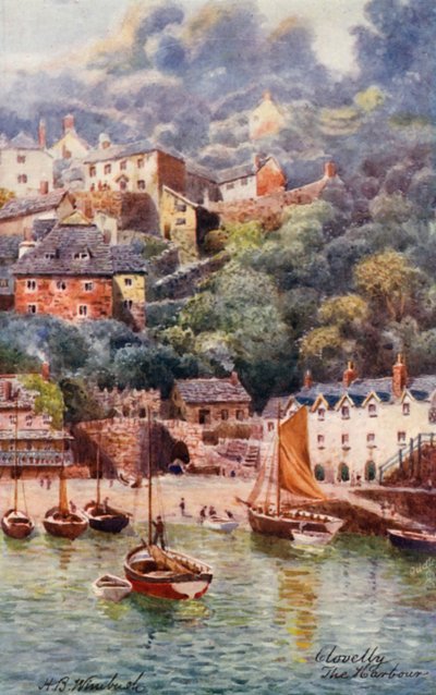 The Harbour, Clovelly (färglitografi) av Henry B. (after) Wimbush