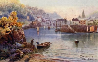 Hamnen, Ilfracombe (färglitografi) av Henry B. (after) Wimbush