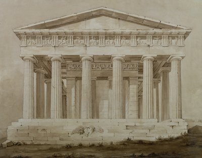 Hefaistos tempel, Aten (sepia wc på papper) av Henry Bailey