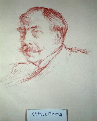 Octave Mirbeau (1848-1917) 1901 (röd krita på papper) av Henry Bataille