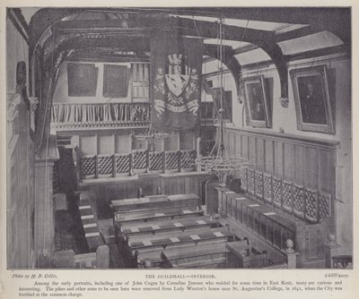 Interiör av Guildhall, Canterbury, Kent (s/v foto) av Henry Beauchamp Collis