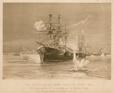 Bombardering av Alexandria av den brittiska flottan under Ali Pashas uppror, Egypten av Henry Charles Seppings Wright