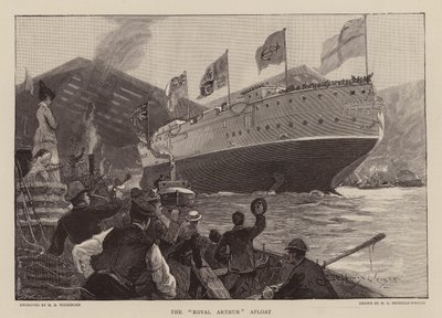 HMS Royal Arthur flytande (gravyr) av Henry Charles Seppings Wright