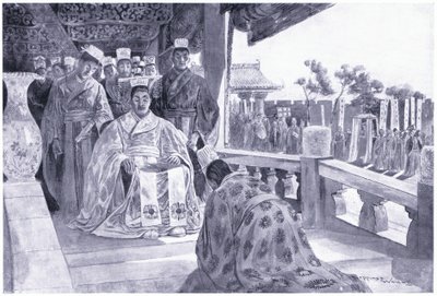 Han Yu presenterar sitt minnesmärke av Henry Charles Seppings Wright