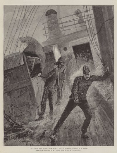 Han doftar Slaget på avstånd, Sir R Bullers Charger in a Storm av Henry Charles Seppings Wright