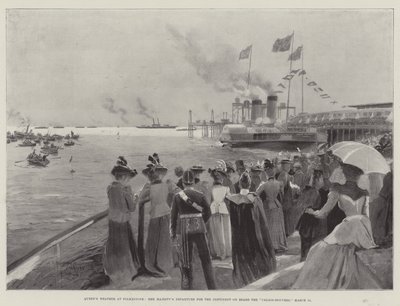 Drottningens väder i Folkestone, Hennes Majestäts avresa till kontinenten ombord på Calais-Douvres, 11 mars av Henry Charles Seppings Wright