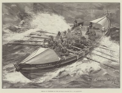 Räddning av fiskare av livbåten Sunlight No 1, vid Llandudno av Henry Charles Seppings Wright
