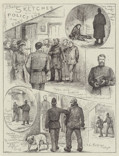 Skisser med polisen på East End av Henry Charles Seppings Wright