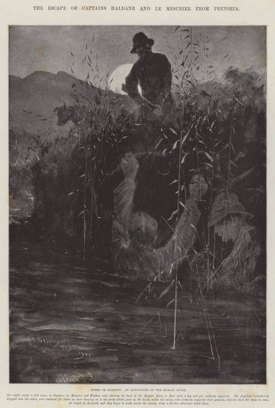 Kaptenerna Haldane och Le Mesuriers flykt från Pretoria av Henry Charles Seppings Wright