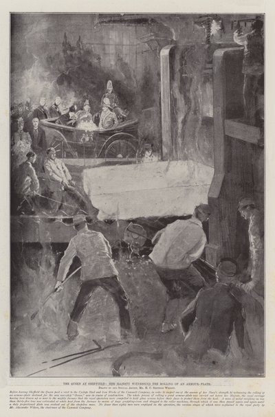 Drottningen i Sheffield, Hennes Majestät bevittnar rullningen av en pansarplatta av Henry Charles Seppings Wright