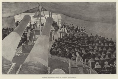 Med medelhavsflottan utanför Salonica, söndagsgudstjänst av Henry Charles Seppings Wright