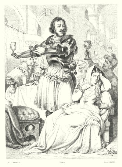Lord Byrons barn Harold, Canto III, Strof 48 (gravyr) av Henry Courtney (after) Selous