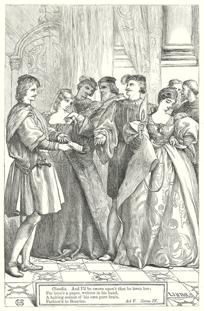 Mycket väsen för ingenting (gravyr) av Henry Courtney (after) Selous