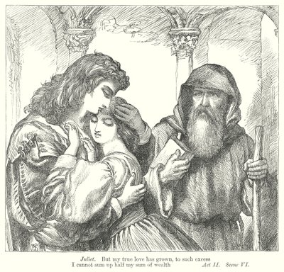 Romeo och Julia (gravyr) av Henry Courtney (after) Selous