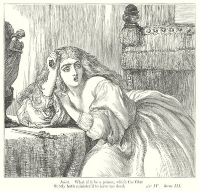 Romeo och Julia (gravyr) av Henry Courtney (after) Selous