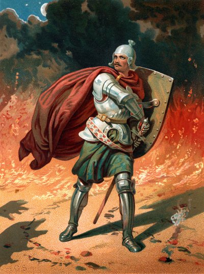 "Christian, titelns pilgrim, i strid med Apollyon, förstöraren, ängeln från den bottenlösa gropen" av Henry Courtney Selous