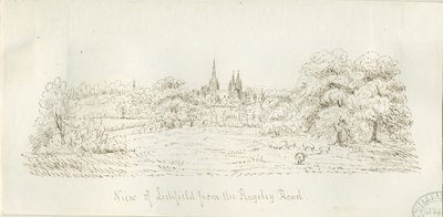 Lichfield - North View (avlägsen): pennteckning, nd [1788-1855] (ritning) av Henry Curzon Allport