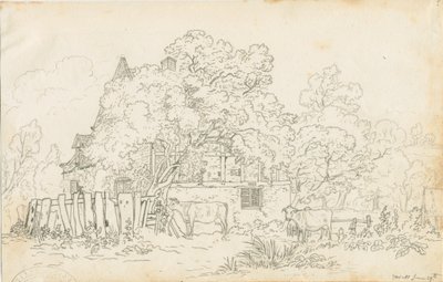 Yoxall - Old Farm House: blyertsteckning, nd [c 1815] av Henry Curzon Allport
