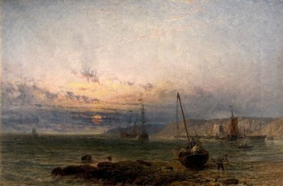 Kustscen, solnedgång, 1852 av Henry Dawson