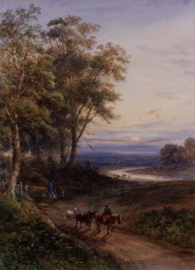 Timmerlaget vid solnedgången (akvarell) av Henry Earp