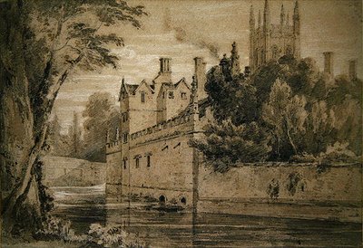 Magdalen College - En utsikt över Cherwell med utsikt mot bron (penna och akvarell på papper) av Henry Edridge