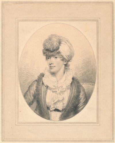 Porträtt av en ung dam i en turban av Henry Edridge