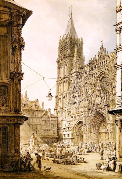 Rouen katedral, västra fronten av Henry Edridge