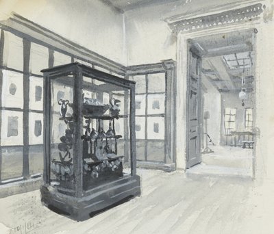 Interiörvy av British Museum som visar galleriet med gravyrer av Henry Edward Tidmarsh