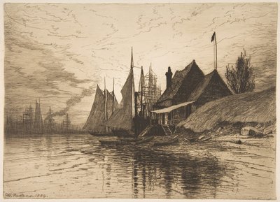 Evening, New Yorks hamn, 1884. av Henry Farrer