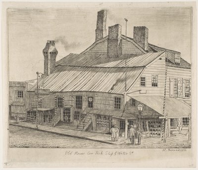 Gammalt hus, hörnet Peck Slip och Water Street, ur "Scener från gamla New York" av Henry Farrer