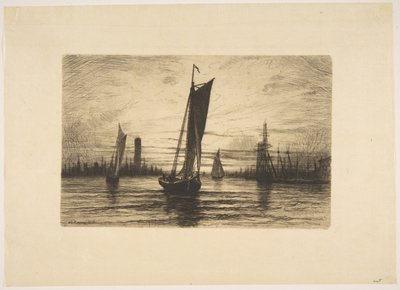 Solnedgång över East River av Henry Farrer