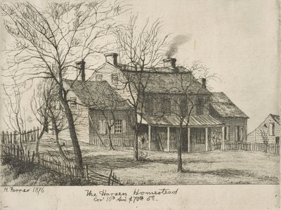 The Harsen Homestead, hörnet av 10th Avenue och 70th Street från Scenes of Old New York, 1876. av Henry Farrer