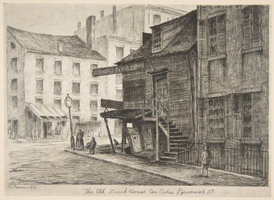 The Old Beach House, Corner of Cedar and Greenwich Streets från Scenes of Old New York, 1874. av Henry Farrer