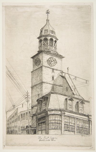 Postkontoret, Middle Dutch Church, ur "Scener från gamla New York" av Henry Farrer