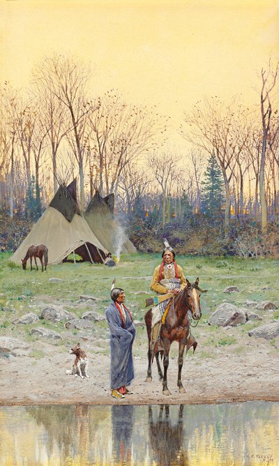 Indian till häst, 1899 av Henry Francois Farny