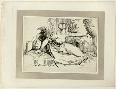 A Woman Sitting by the Window ("Evening Thou Bringest All"), från första numret av Specimens of Polyautography av Johann Heinrich Füssli
