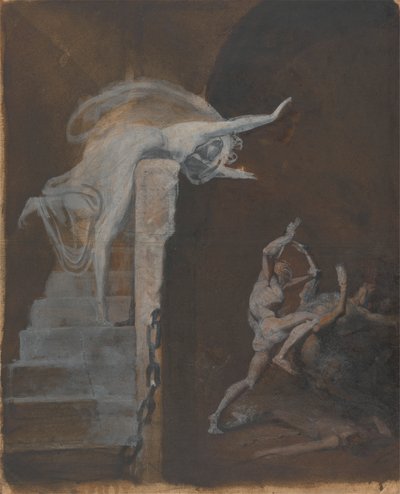 Ariadne tittar på Theseus kamp med Minotauren av Johann Heinrich Füssli