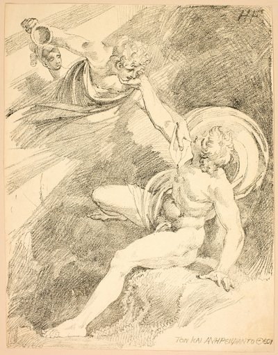 Heavenly Ganymede, plåt XV från andra numret av Specimens of Polyautography av Johann Heinrich Füssli