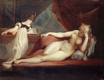 Liggande naken och kvinna vid pianot, 1799-1800 av Johann Heinrich Füssli